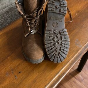 Timberland Brown Rugged Boots with Lace-Up Design